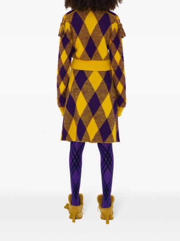 Argyle Check Pattern Knit A-Line Skirt Yellow - BURBERRY - BALAAN 4