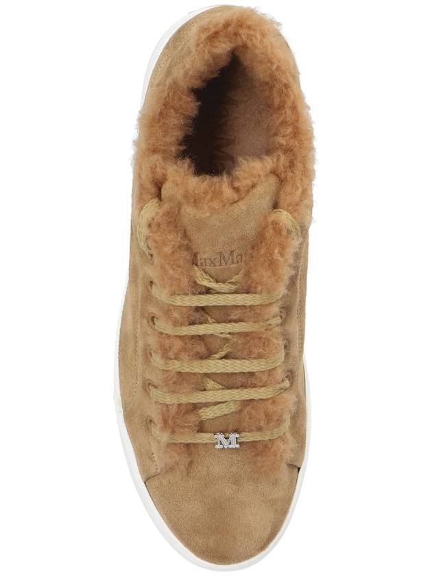 T maxi teddy suede low top sneakers camel - MAX MARA - BALAAN 7