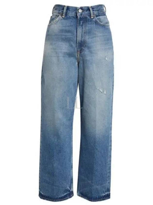 Crop Relaxed Fit Straight Jeans Mid Blue - ACNE STUDIOS - BALAAN 2
