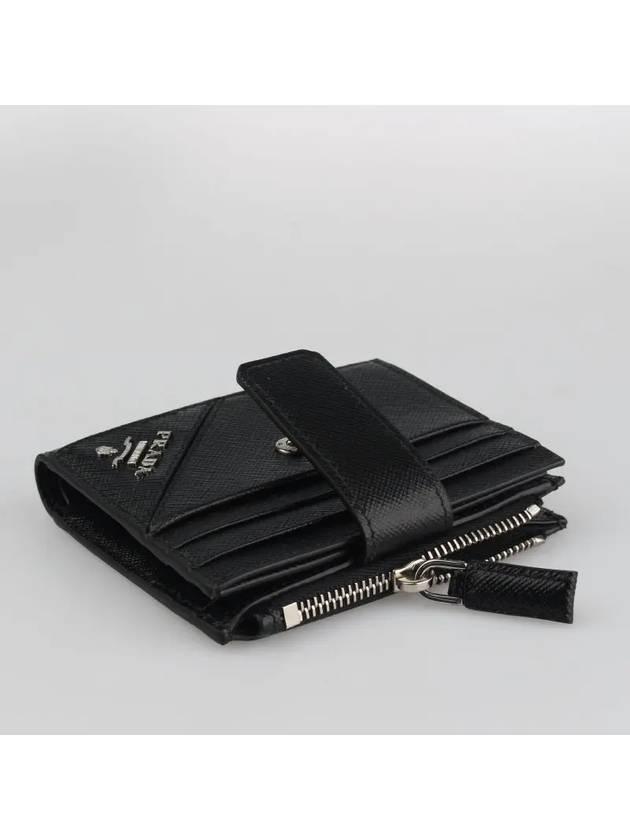 Logo Saffiano Leather Card Wallet Black - PRADA - BALAAN 5