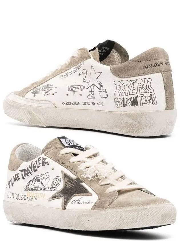 Superstar Print Suede Low Top Sneakers Beige - GOLDEN GOOSE - BALAAN 2