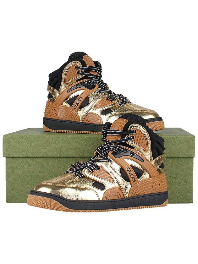 Interlocking G Basket High Top Sneaker Tan Gold - GUCCI - BALAAN 10