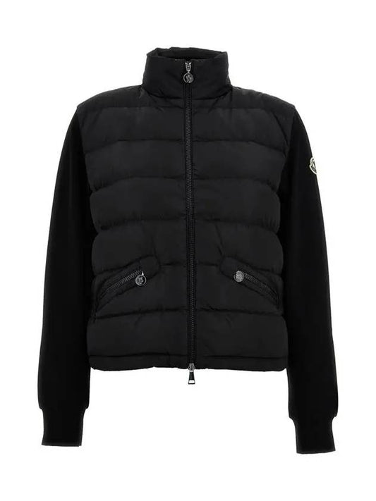 Logo Patch Mix Padded Zip Up Jacket Black - MONCLER - BALAAN 2