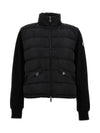 Logo Patch Mix Padded Zip Up Jacket Black - MONCLER - BALAAN 3