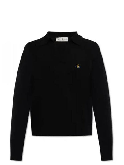 Football Polo Wool Knit Top Black - VIVIENNE WESTWOOD - BALAAN 2