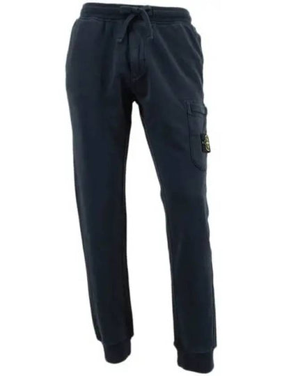 Men's Wappen Patch Cotton Fleece Track Pants Navy - STONE ISLAND - BALAAN 2