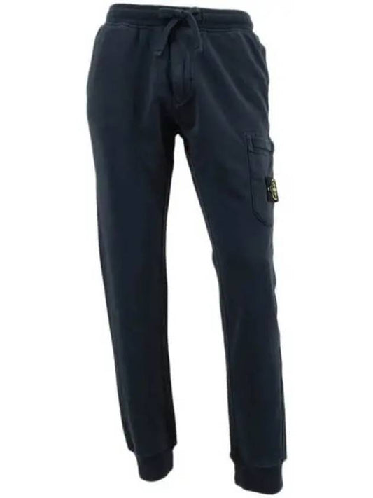 Men's Wappen Patch Cotton Fleece Track Pants Navy - STONE ISLAND - BALAAN 2