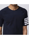 4-Bar Stripe Crew Neck Short Sleeve T-Shirt Navy - THOM BROWNE - BALAAN 3