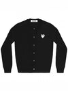 Play Women's White Heart Logo Straight Fit Cardigan P1 N061 1 Black - COMME DES GARCONS - BALAAN 2