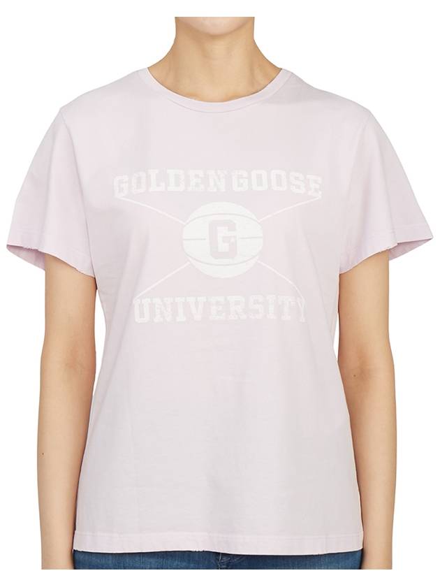 University Print Short Sleeve T-Shirt Pink - GOLDEN GOOSE - BALAAN 4