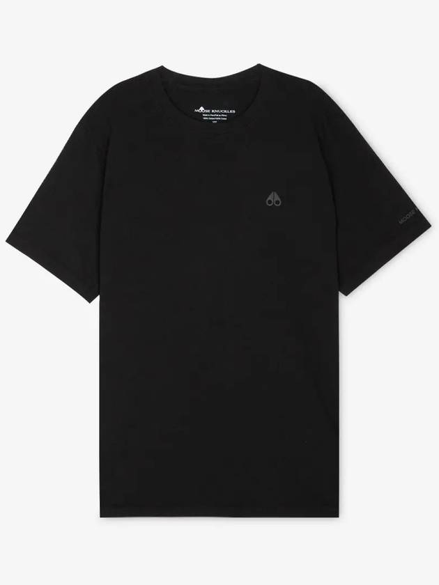 Satellite Logo Detail Crew Neck Short Sleeve T-Shirt Black - MOOSE KNUCKLES - BALAAN 3