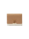 TB Logo Tritone Grainy Leather Half Wallet Brown - BURBERRY - BALAAN 3