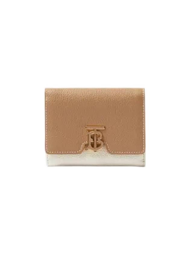 TB Logo Tritone Grainy Leather Half Wallet Brown - BURBERRY - BALAAN 3