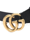 Men's GG Marmont Double G Buckle Gold Hardware Leather Belt Black - GUCCI - BALAAN 5