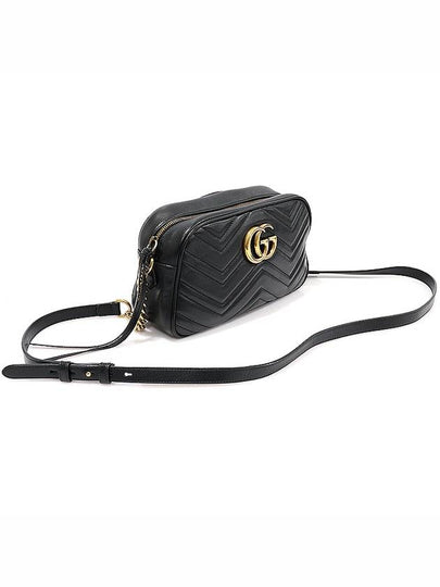 447632 Black Matelasse Chevron Gold Plated GG Marmont Small Chain Shoulder Bag - GUCCI - BALAAN 2