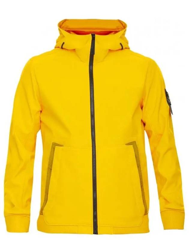 Men's Wappen Patch Softshell Zip Up Hoodie Yellow - STONE ISLAND - BALAAN 2