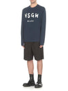 Brushed Logo Cotton Sweatshirt Navy - MSGM - BALAAN 4