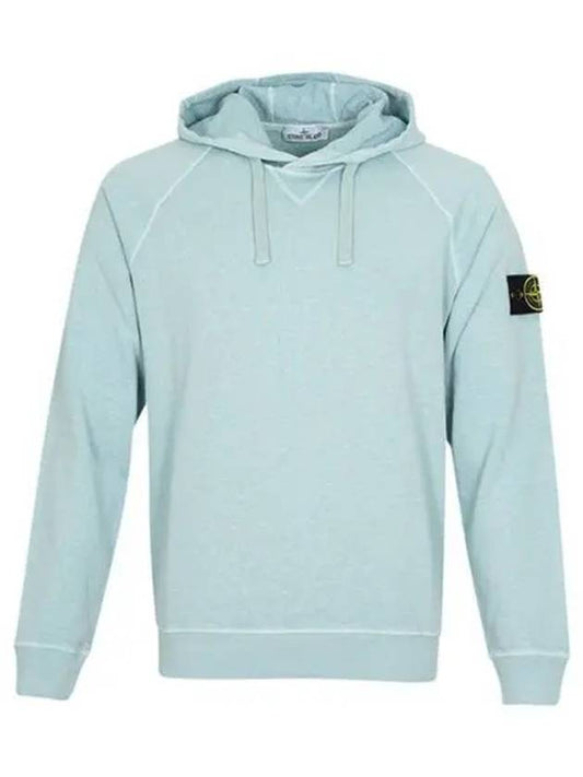 Malfile Fleece Garment Dyed Hoodie Aqua - STONE ISLAND - BALAAN 2