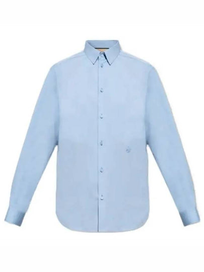 Embroidered Logo Cotton Poplin Long Sleeve Shirt Light Blue - GUCCI - BALAAN 2