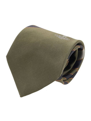 Striped Jacquard Silk Tie Olive - VIVIENNE WESTWOOD - BALAAN 1