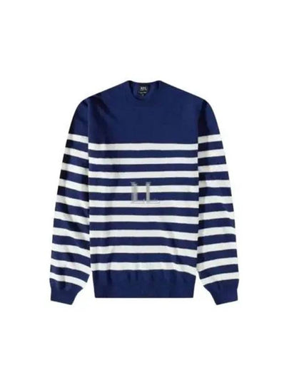 Ishmael Striped Crew Knit Top Dark Navy White - A.P.C. - BALAAN 2