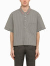 Striped Short Sleeve Shirt Grey - THOM BROWNE - BALAAN 4