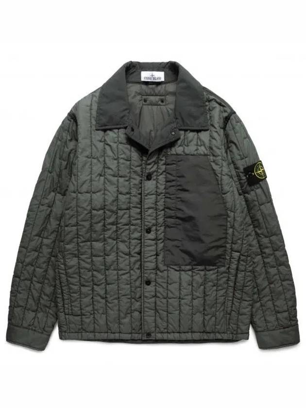 Men's Stella Wappen Patch Quilted Jacket Green - STONE ISLAND - BALAAN 2