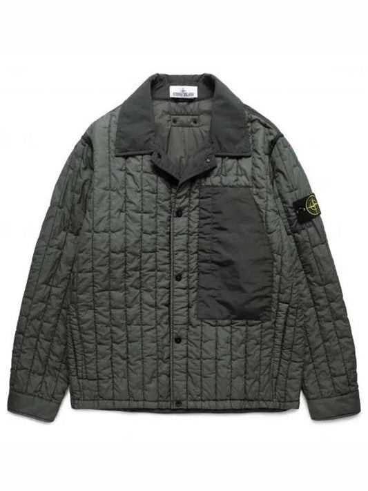 Men's Stella Wappen Patch Quilted Jacket Green - STONE ISLAND - BALAAN 2