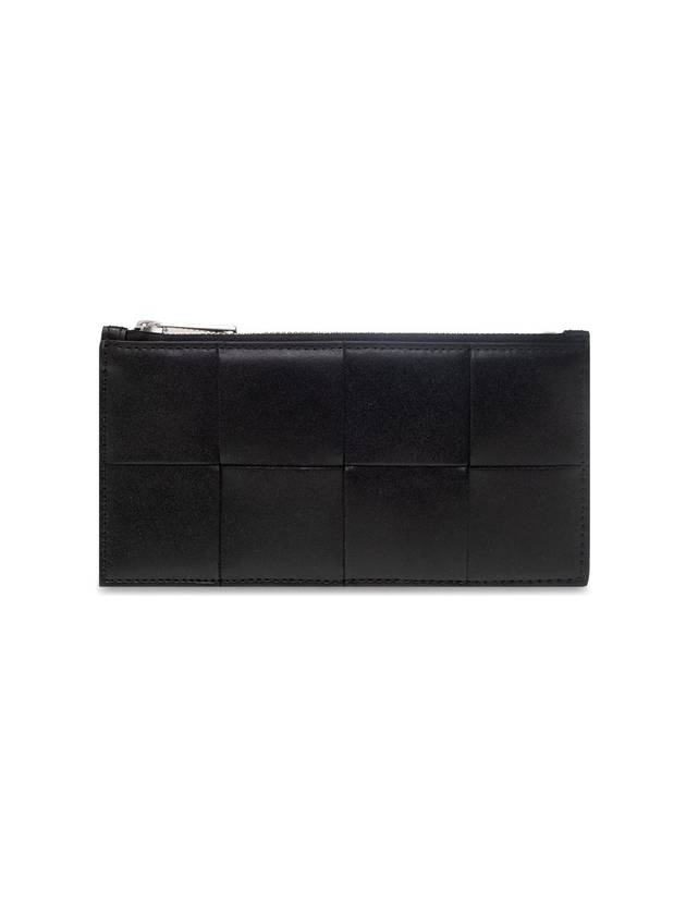 Intrecciato Zipper Leather Card Wallet Black - BOTTEGA VENETA - BALAAN 1