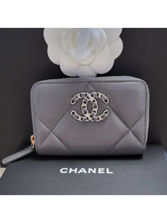 19 Zipper card wallet lambskin gray silver AP0949 - CHANEL - BALAAN 2