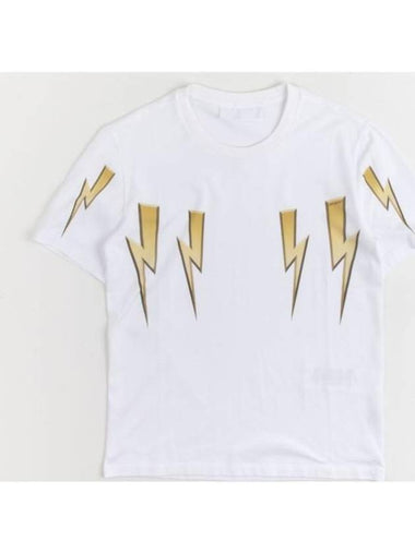 Thunder Printing Short Sleeve T-Shirt White - NEIL BARRETT - BALAAN 1