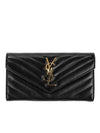 Cassandre Matelasse Large Flap Lambskin Long Wallet Black - SAINT LAURENT - BALAAN 2