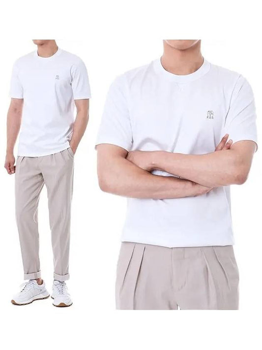 Chest Logo Short Sleeve T-Shirt White - BRUNELLO CUCINELLI - BALAAN 2