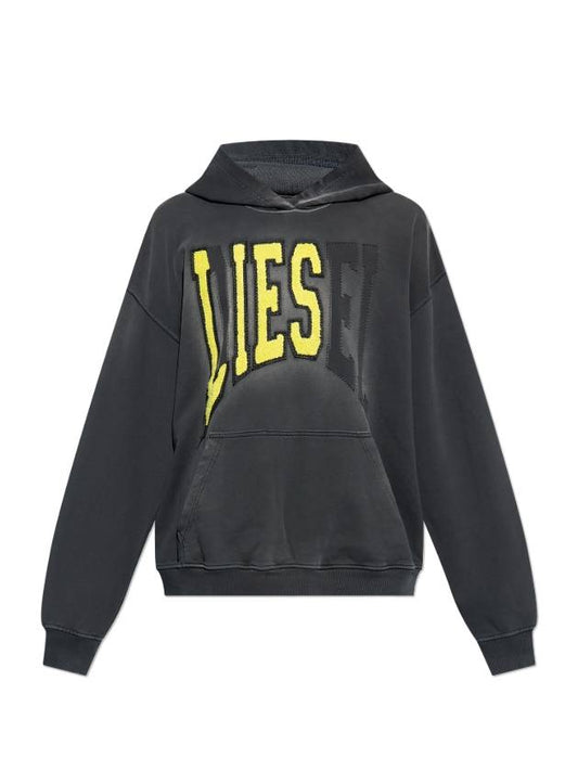 Lies Patches College Hoodie Black - DIESEL - BALAAN 1