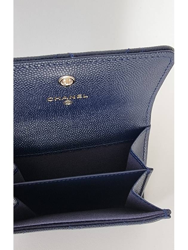 Women's CC Logo Caviar Flap Card Wallet Navy - CHANEL - BALAAN 5