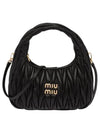 Wander Matelasse Nappa Leather Mini Hobo Tote Bag Black - MIU MIU - BALAAN 1