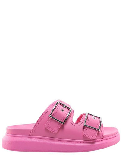 Women's Strap Silver Buckle Leather Slippers Pink - ALEXANDER MCQUEEN - BALAAN 2