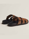 Chypre H Logo Calfskin Sandals Brown - HERMES - BALAAN 4