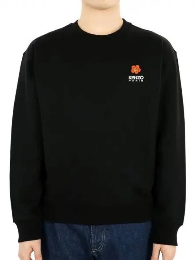 Boke Flower Embroidered Logo Cotton Sweatshirt Black - KENZO - BALAAN 2