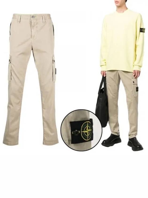 Wappen Patch Slim Fit Straight Pants Beige - STONE ISLAND - BALAAN 2