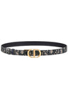 30 Montaigne Gold Hardware Jacquard Reversible Leather Belt Black Blue - DIOR - BALAAN 2