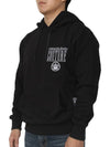 B7GZB7T8 Lettering Brushed Hooded Sweatshirt Black - VERSACE - BALAAN 3