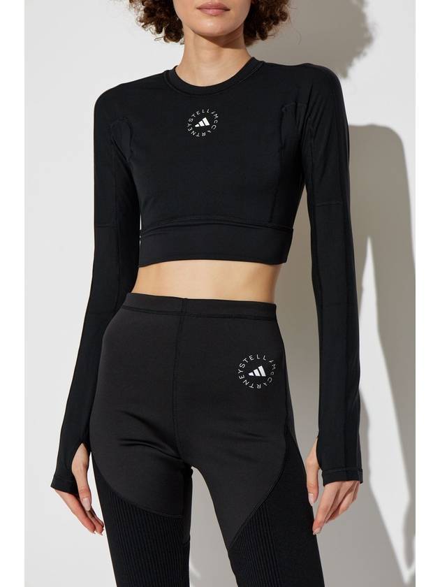 By Stella McCartney True Strength Yoga Crop Long Sleeve T Shirt Black - ADIDAS - BALAAN 4