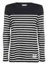 Women's M Logo Hem Striped Cotton Long Sleeve T-Shirt Black White - MAX MARA - BALAAN 2