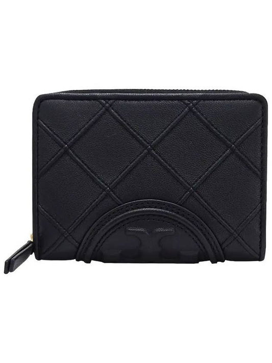 Fleming Soft Leather Half Wallet Black - TORY BURCH - BALAAN 2