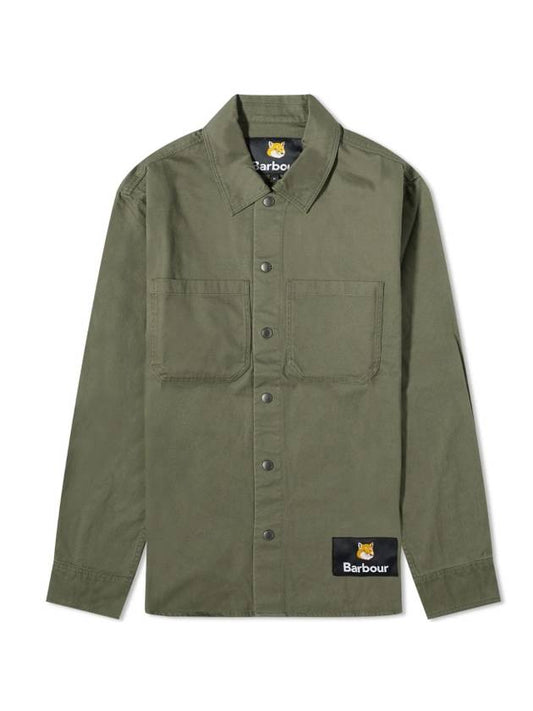 Maison Makitsune FoHead Patch Long Sleeve Shirt Green - BARBOUR - BALAAN 1