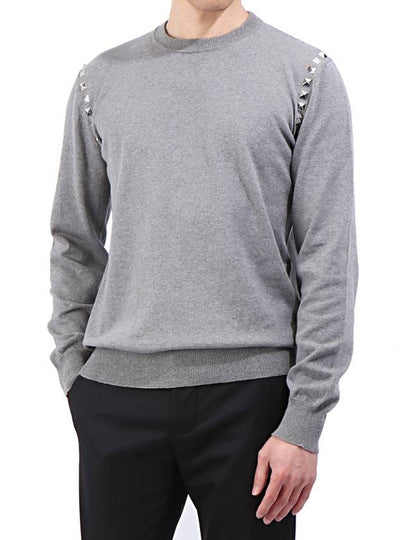 Men's Studded Round Knit Top Grey - LES HOMMES - BALAAN 2