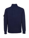 Wappen Patch Half Button Lambswool Knit Top Navy - STONE ISLAND - BALAAN 3