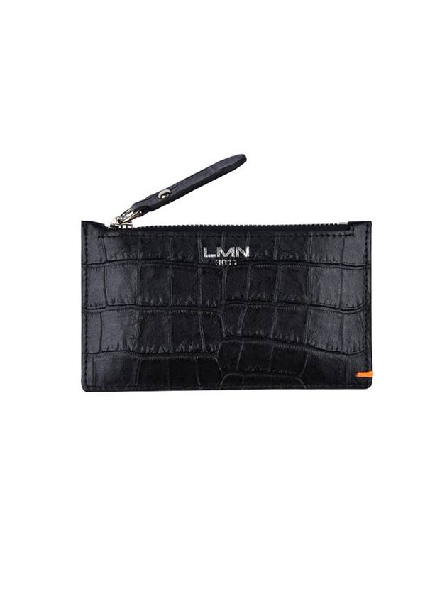 Unisex Crocodile Embossed Card Wallet Black - LMN3011 - BALAAN 1