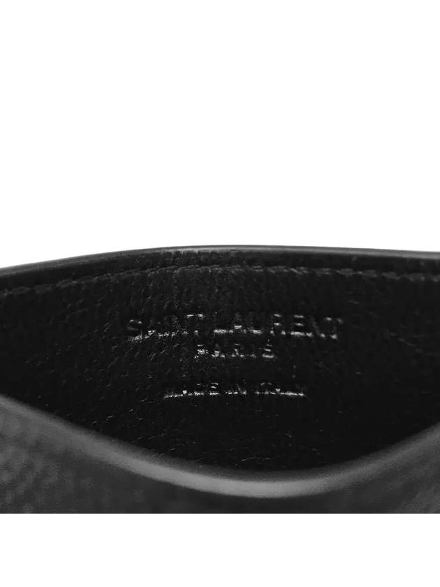 Embossed Leather Card Wallet Black - SAINT LAURENT - BALAAN 5